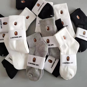 Bape Ape Head Embroidered Japanese-Style Mid-High Sports Socks Thickened & Warm-6750  